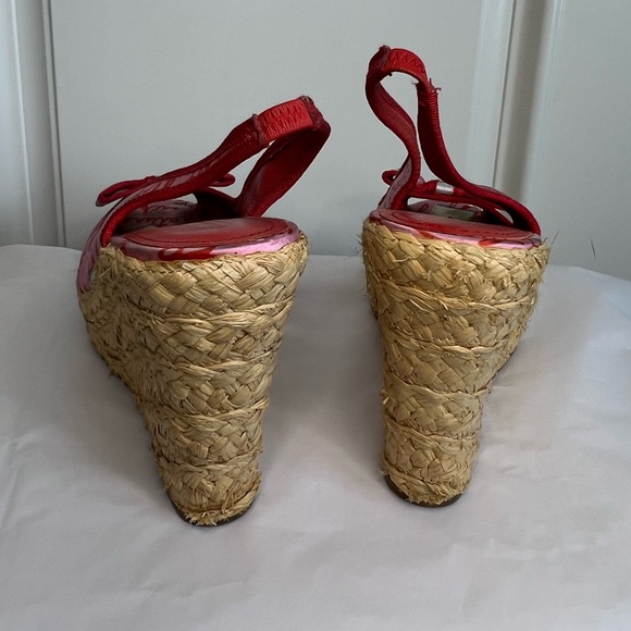 Coach, 10, Red and Pink wedge sandals. - Picture 5 of 7